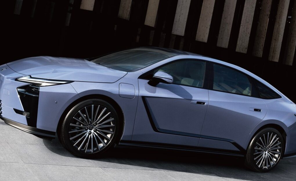 Redesigned Lexus ES electric hybrid sedan showcasing modern styling and technology