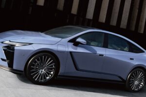 Redesigned Lexus ES electric hybrid sedan showcasing modern styling and technology